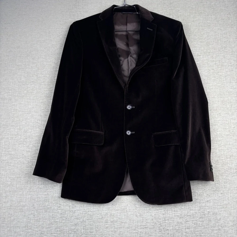 Banana Republic Mens 38R Tailored Fit Velvet Blazer Sport Coat Brown Cotton
